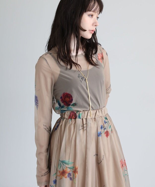 Green Parks ・ＳＵＧＡＲ　ＳＰＯＯＮ　フラワーｐｔシアーロンＴＥＥ Gray Beige