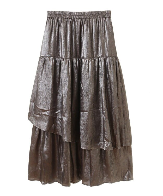 YECCA VECCA ラメティアードギャザースカート Dark Silver