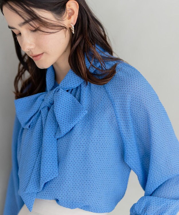 組曲 L 【前後着用可】サッカードビードットプリント ブラウス ブルー系5