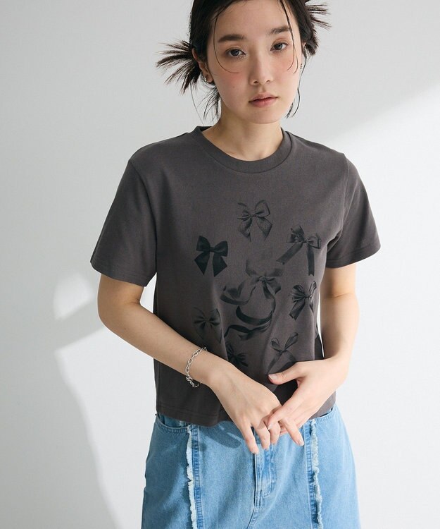 Green Parks ・ＤＯＵＢＬＥ　ＦＬＡＧＳ　リボンｐｔ　ＴＥＥ Charcoal Gray