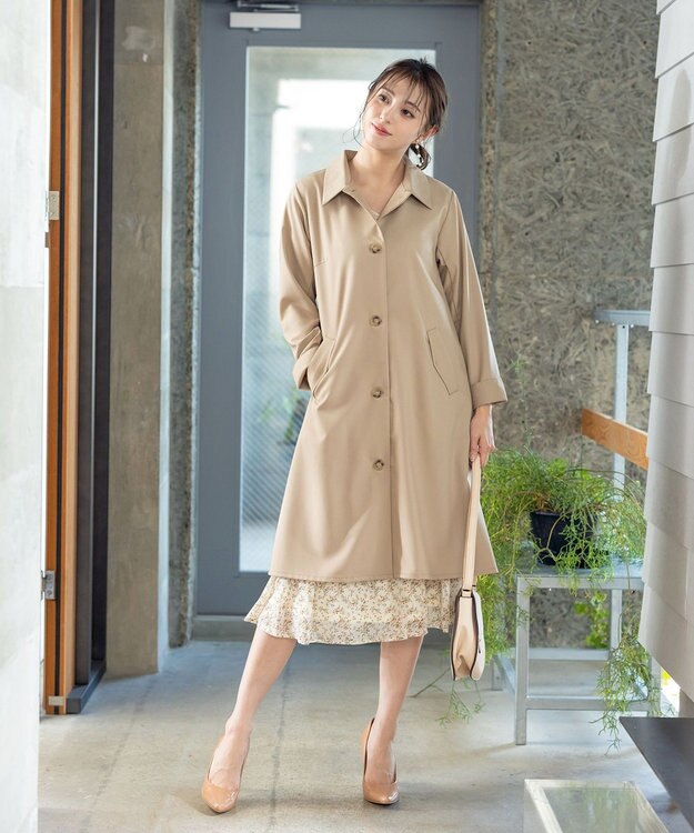 Tiaclasse 【洗える】ステンカラーコート ベージュ