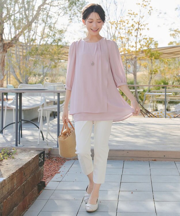 Tiaclasse L 日本製サーラドライ・テーパードパンツ オフホワイト