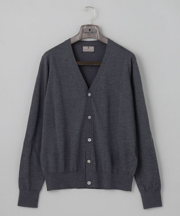 GOTAIRIKU 体温調整に【洗える/チクチクしにくい/ピリングしにくい】イタリア糸 ハイゲージ カーディガン_WOOL100% グレー系