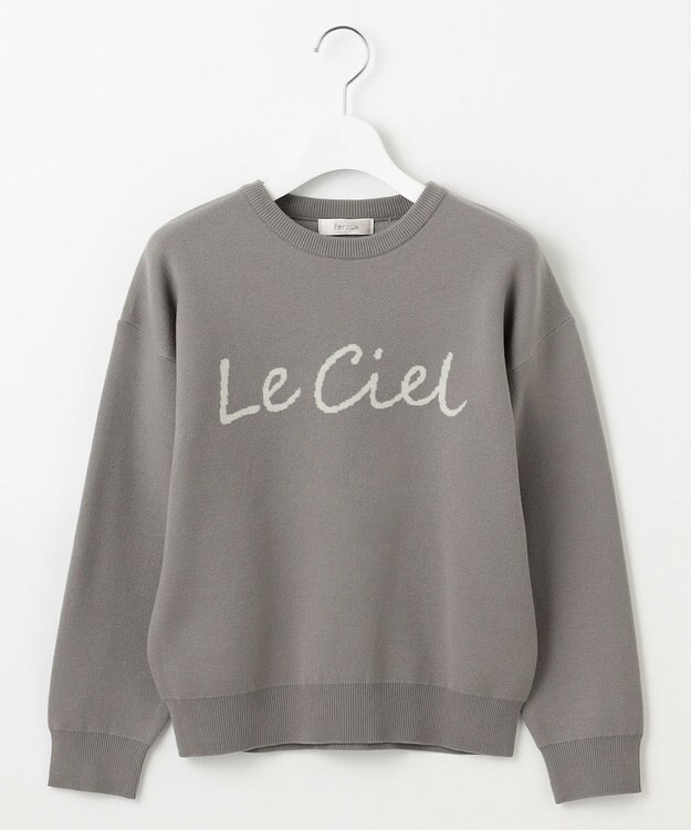 Feroux 【洗える】レタードロゴ プルオーバーニット グレー系