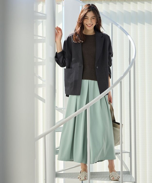 ANY 【吸水速乾/イージーケア/UVカット/接触冷感】さらさらDRYスカーチョ ライトグリーン