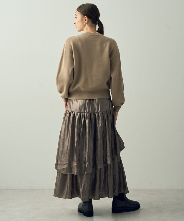 YECCA VECCA ラメティアードギャザースカート Dark Silver