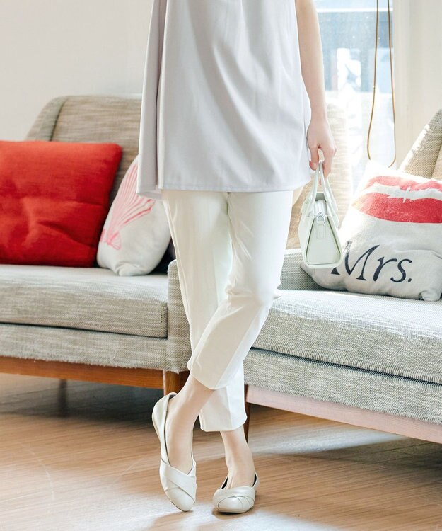 Tiaclasse L 日本製サーラドライ・テーパードパンツ オフホワイト