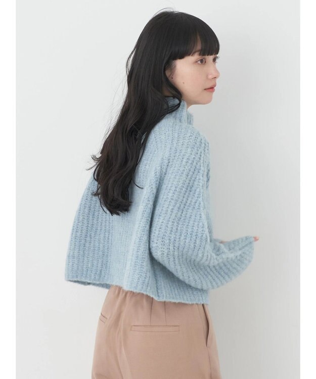 earth music&ecology フワフワＭＩＸハイネックショートニット Light Blue