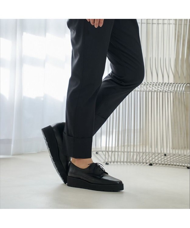 MODE ET JACOMO <carino>【レイン対応】レースアッププラットフォーム ブラック