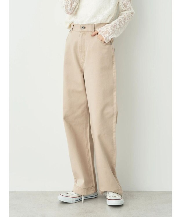 earth music&ecology コットンツイルバギーパンツ Beige