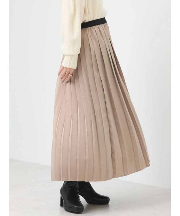 earth music&ecology サテンプリーツスカート Gold