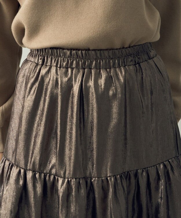 YECCA VECCA ラメティアードギャザースカート Dark Silver