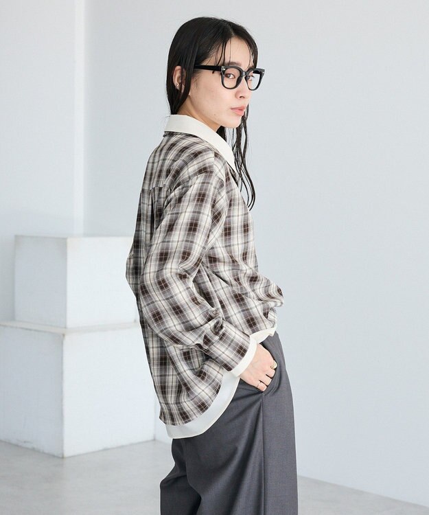 CRAFT STANDARD BOUTIQUE レイヤードライクチェックシャツ Brown