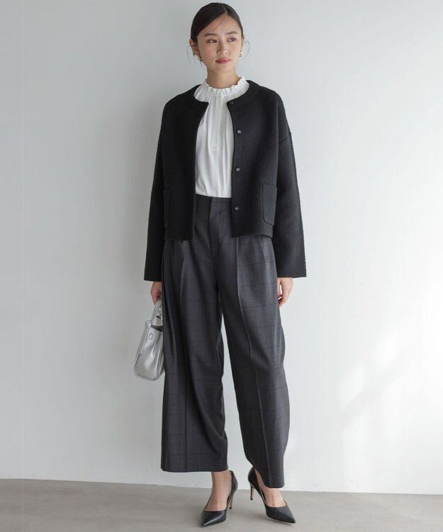 組曲 S ライトデシンフリル襟 ブラウス アイボリー系