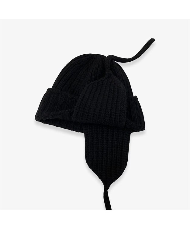 林八百吉商店 un chapeau  ニットワッチアビエーター ブラック