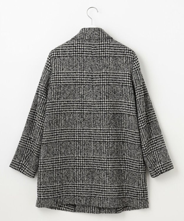 J.PRESS LADIES ループCheck ステンカラー コート ホワイト×ブラック系