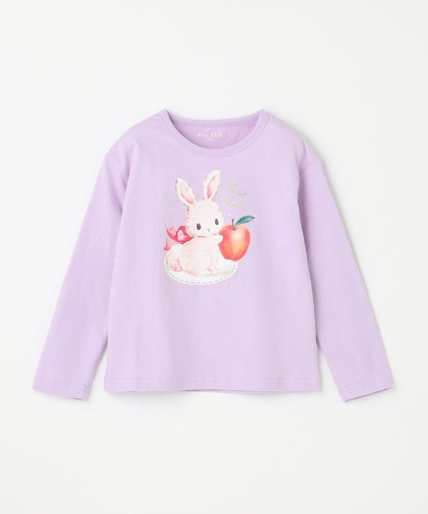 ANY KIDS アニマル×フルーツ 長袖 Tシャツ ラベンダー×ウサギ