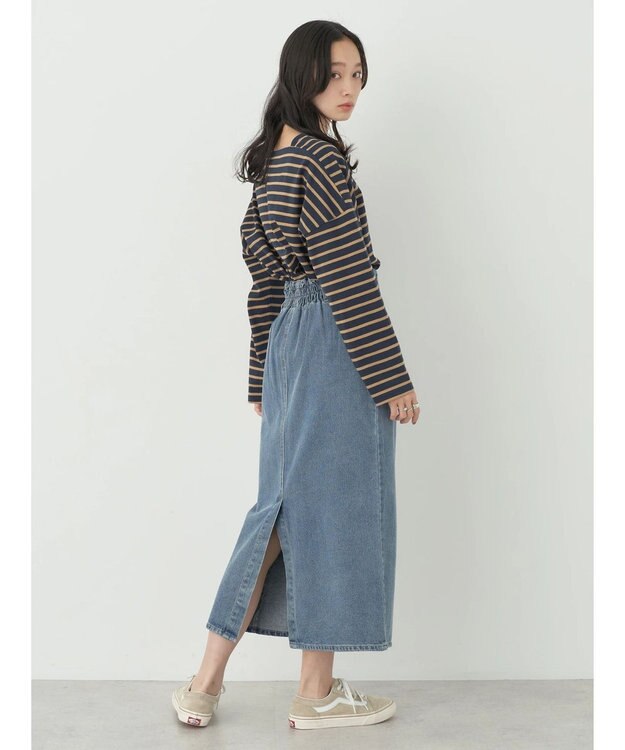 earth music&ecology デニムナロースカート Medium Indigo