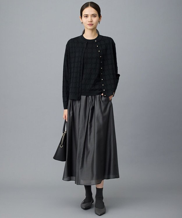 自由区 L ジオメトリックアセテート カーディガン ブラック