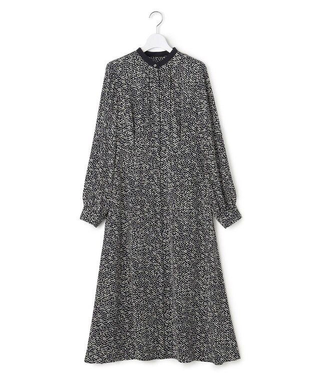 23区 【吸水速乾/UVケア/防シワ性】シャドージオメトリックプリント ワンピース ネイビー系