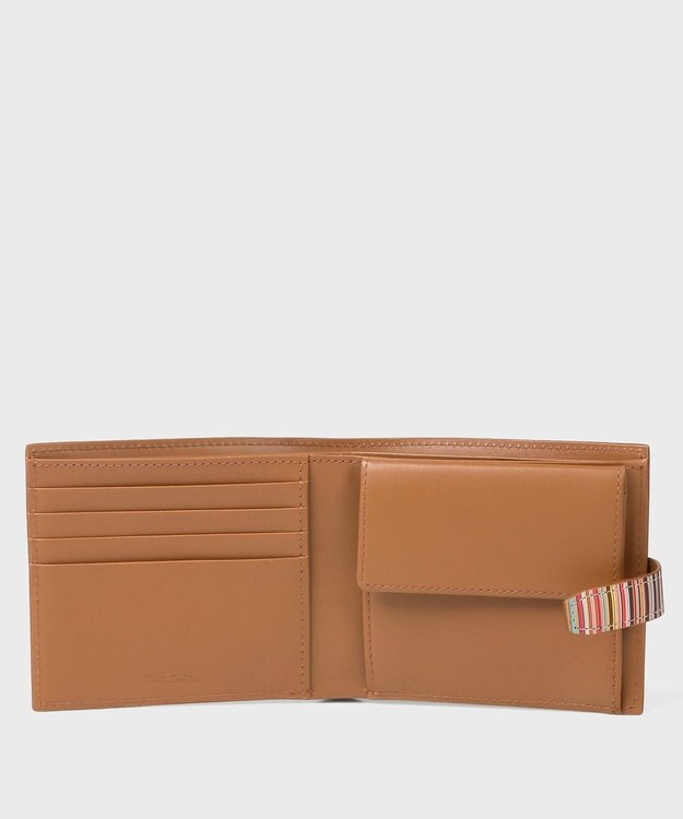 Paul Smith シグネチャーストライプタブ 2つ折り財布 ブラウン