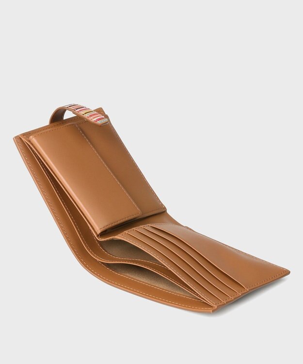 Paul Smith シグネチャーストライプタブ 2つ折り財布 ブラウン