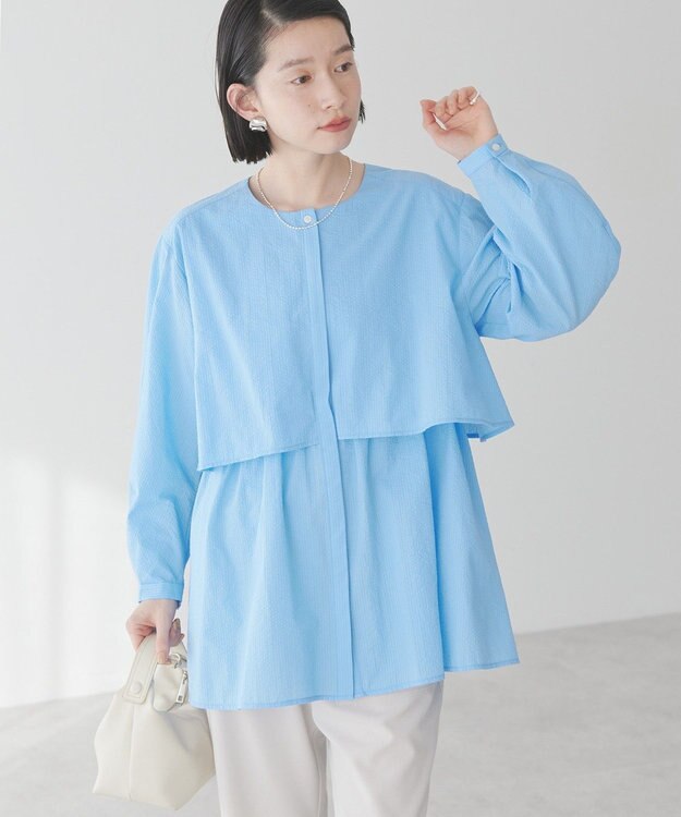 AMERICAN HOLIC サッカーティアードロングブラウス Blue