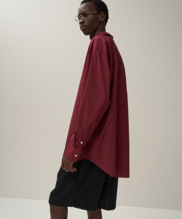 ATON COTTON LAWN | オーバーサイズシャツ - UNISEX BURGUNDY