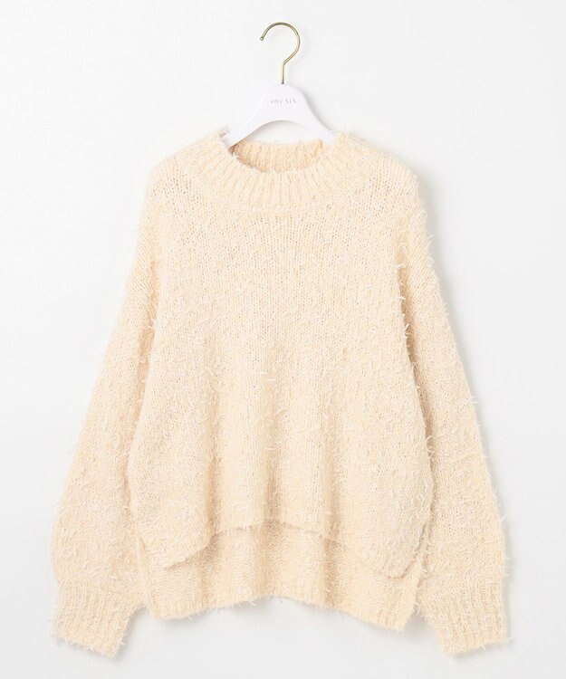 ANY SIS 【洗える】リボンヤーンミックス ニット アイボリー