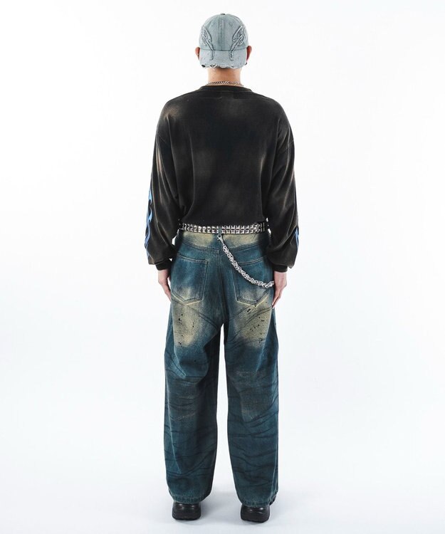 WEGO 【ユニセックス着用ITEM】スーパーバギーダーティデニムパンツ デニム中濃加工色