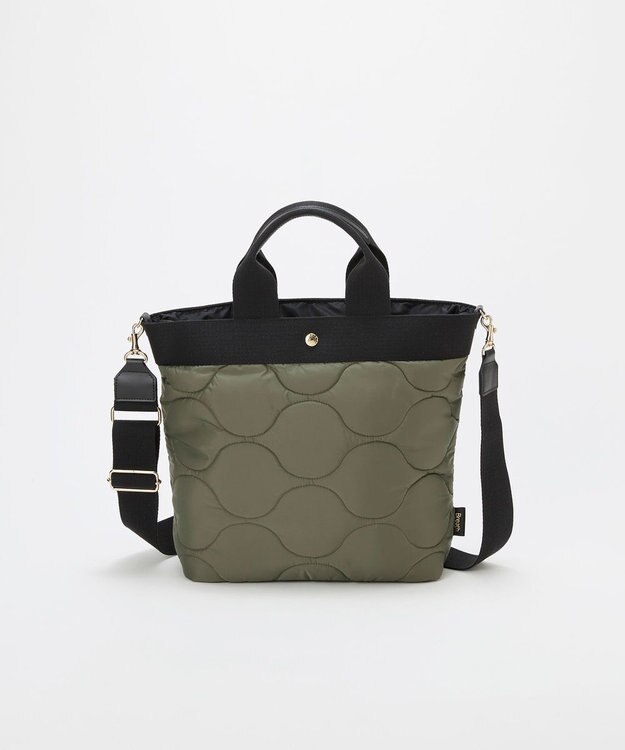 TOPKAPI 【Breath TOPKAPI】RIPPLE リプル キルティング ショルダー付き 縦型 トートバッグ / 撥水 / 軽量 カーキ