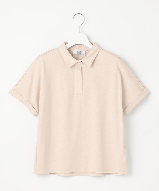 J.PRESS LADIES 【洗える】コットンリネンジャージー ポロ カットソー ベージュ系