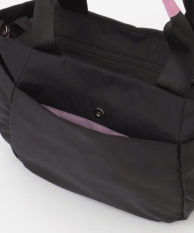TOCCA 【サスティナブル素材・撥水・WEB＆一部店舗限定】NUOTO NYLON TOTE トートバッグ ブラック（ショルダー紫ピンク）