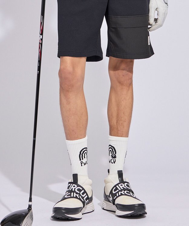PW CIRCULUS 【虫よけ加工】【MEN】P-MOF ソックス ミドル丈 ゴルフ ホワイト系