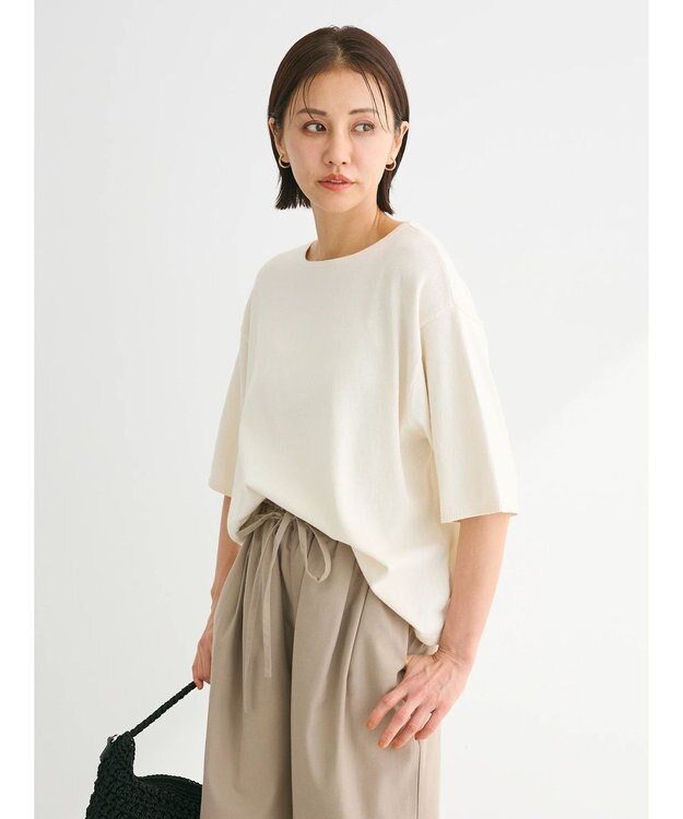 Green Parks 洗える　ニットＴシャツ Ecru