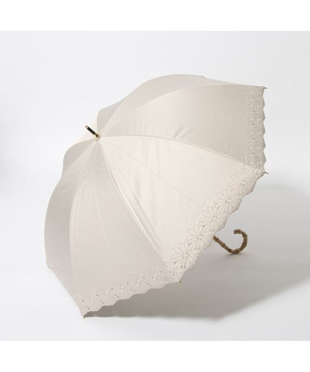 UNBILLION cache nez / フラワーボーラー刺繍ショートパラソル ベージュ
