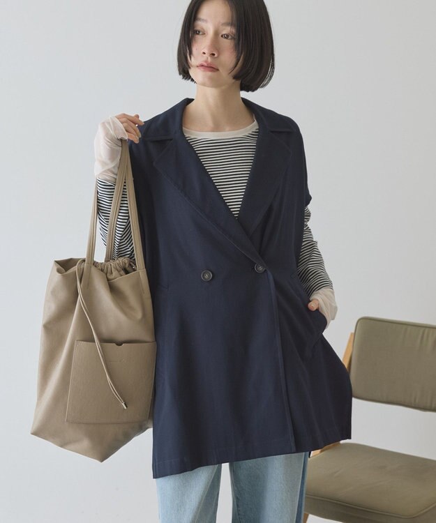 AMERICAN HOLIC 【花粉防止加工】サイドスリットベスト Dark Navy