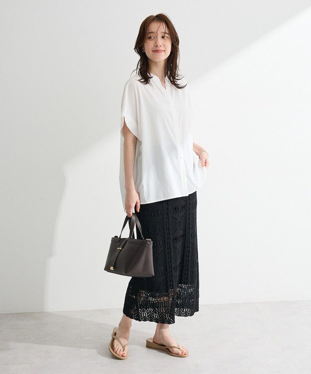 Green Parks クロシェニットスカート White