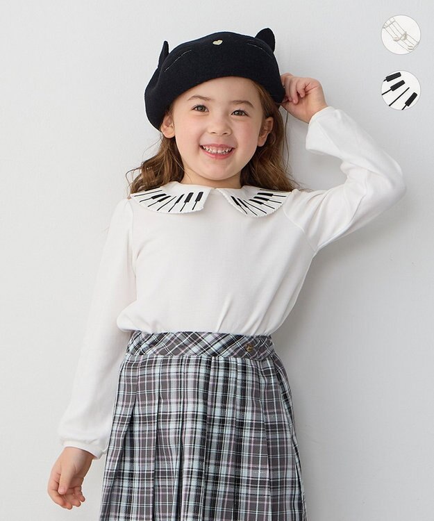 ANY KIDS 音符＆鍵盤デザインブラウス エクリュ×鍵盤