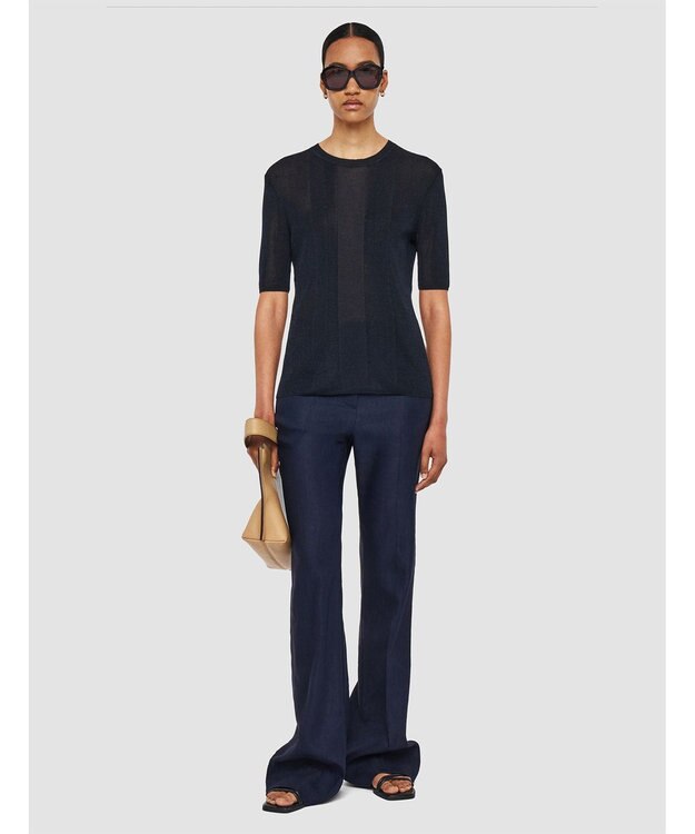 JOSEPH クリスピーレーヨン　ショートスリーブニット Navy