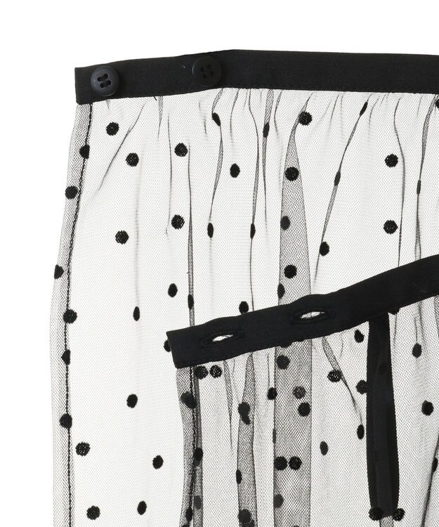 AMERICAN HOLIC ドットフロッキーレイヤードチュールスカート Black