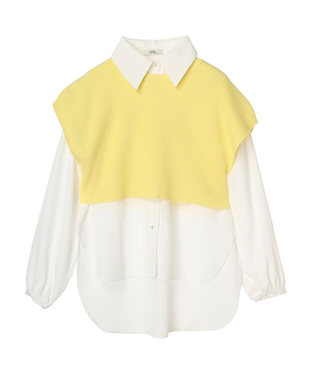 earth music&ecology ＳＥＴ２点ニットベスト＋シャツ Yellow
