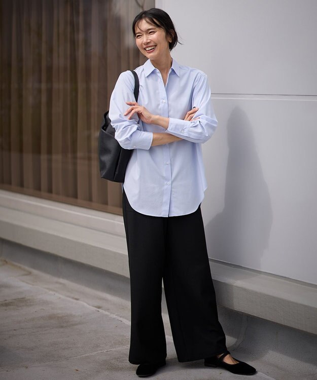 ANY 【手洗い可能/抗菌防臭/UVカット/速乾】レギュラーカラーシャツ ライトブルー