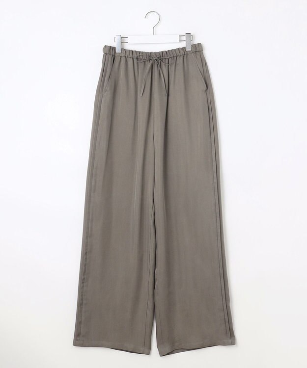 23区 【SLOW/一部店舗限定】キュプラフィブリルクロス サイドライン ワイドパンツ カーキ系