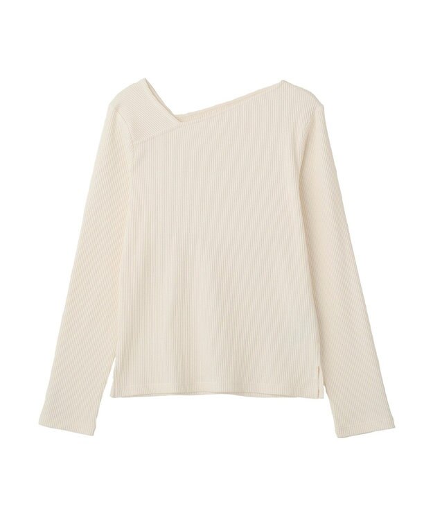 earth music&ecology アシメネックリブプルオーバー Ivory