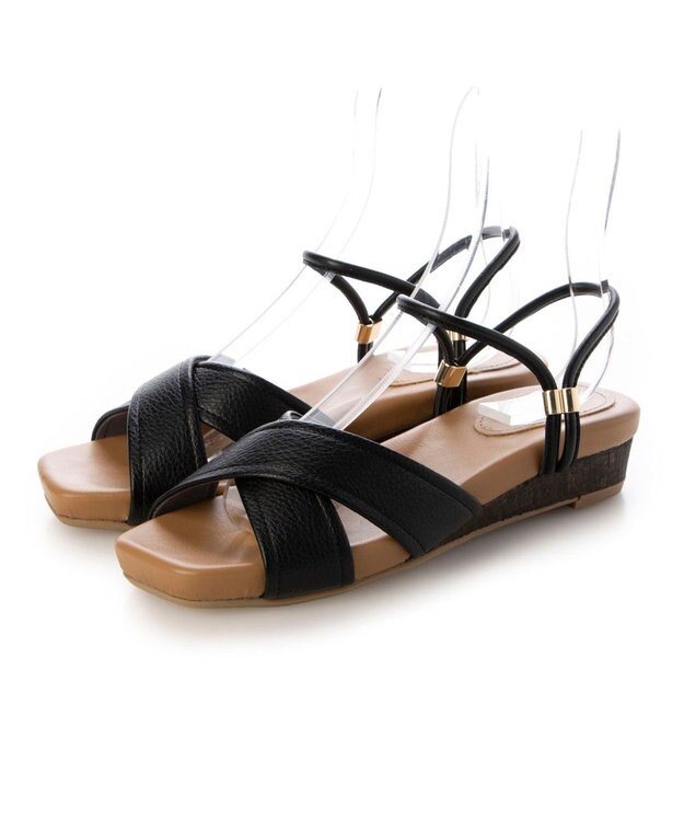 ing <ing>クロスベルトストラップサンダル ブラック