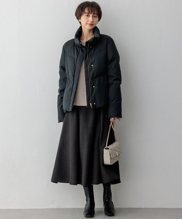 23区 S 【洗える】プレザンスジャカード タックスカート ブラック系