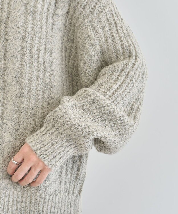 Green Parks 衿付きケーブルｚｉｐカーディガン Light Beige