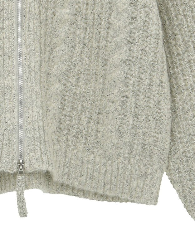 Green Parks 衿付きケーブルｚｉｐカーディガン Light Beige