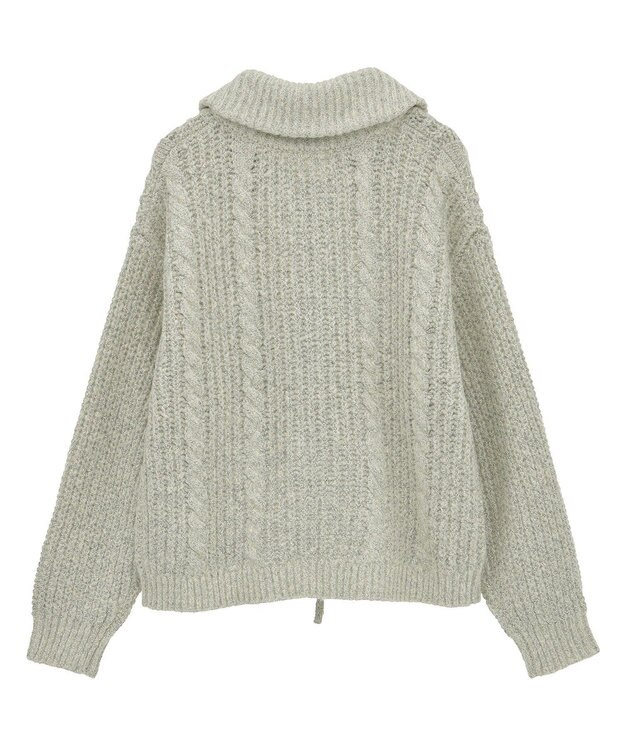 Green Parks 衿付きケーブルｚｉｐカーディガン Light Beige